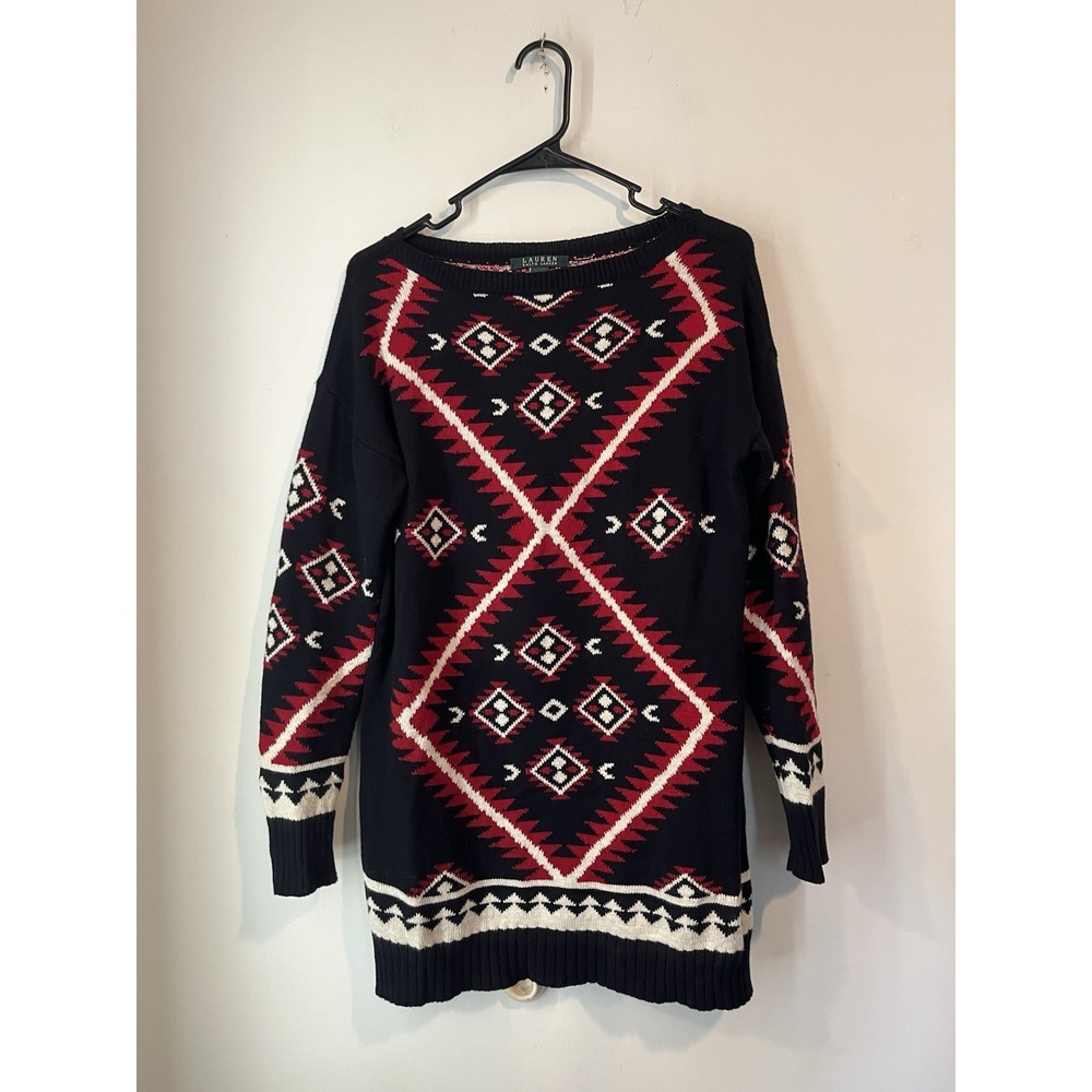 Lauren Ralph Lauren Tunic Sweater Dress Long‎ Sleeve Nordic Size Small Southwest
